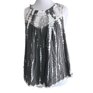 Knox Rose Babydoll Green Tie Dye Shirt Crochet Halter Womens L